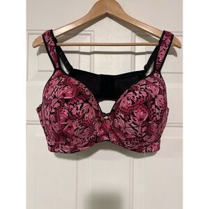 Ashley Stewart 38DD Black‎ Pink Butterfly Design  Back Balconette Butterfly Bra